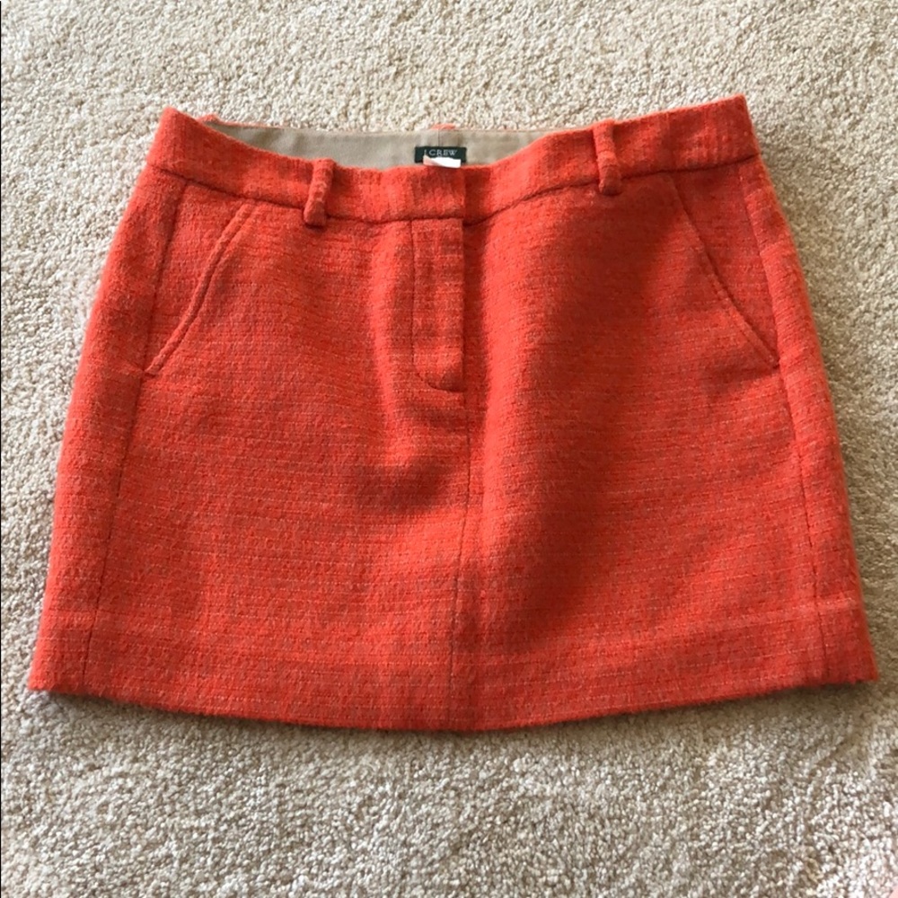 J. Crew orange wool mini skirt w/ pockets!